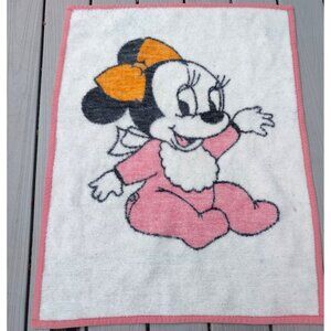 Walt Disney Co. 1984 Biederlack Baby Minnie Mouse Blanket Acrylic & Cotton USA